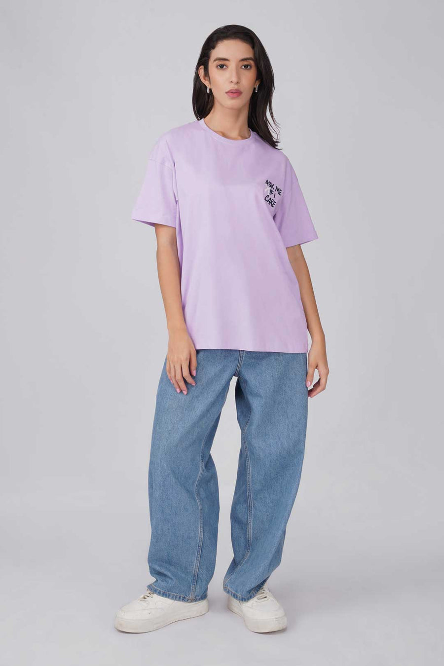 Cotton Oversized Tshirt - Lilac - ASK ME IF I CARE