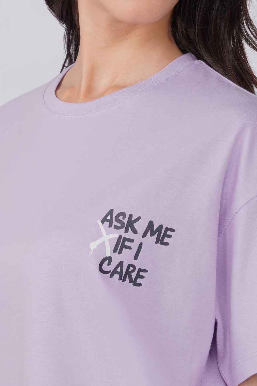 Cotton Oversized Tshirt - Lilac - ASK ME IF I CARE