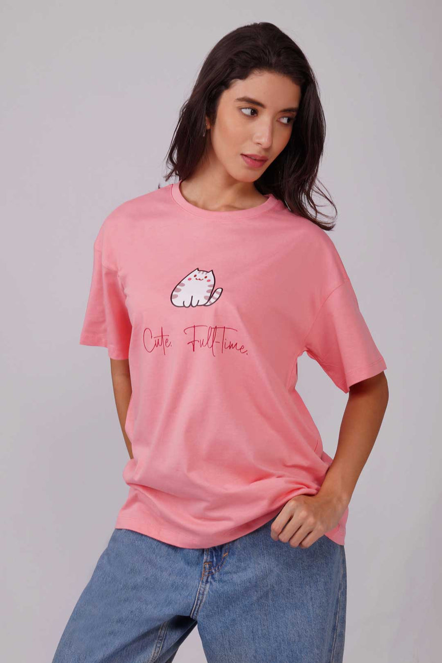 Cotton Oversized Tshirt - Peach - CUTE FULL TIME