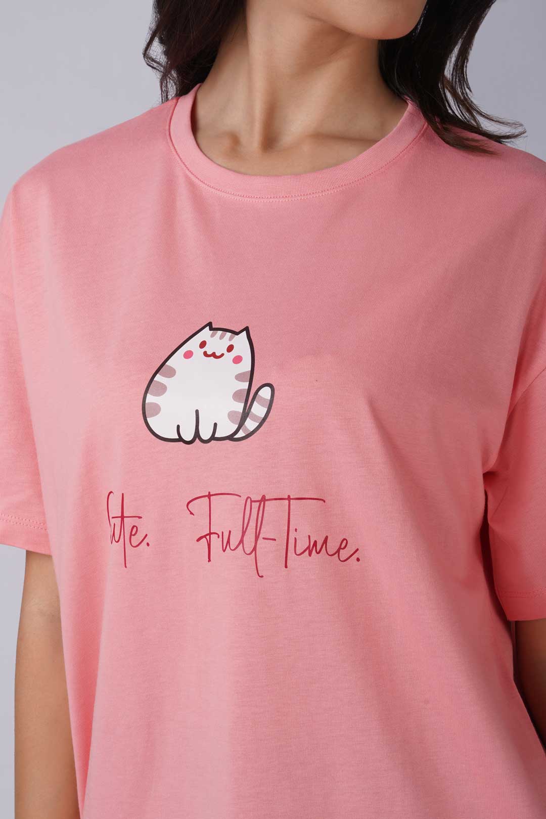 Cotton Oversized Tshirt - Peach - CUTE FULL TIME