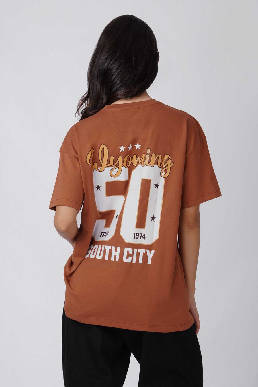 Cotton Oversized Tshirt - Brown - WYOMING CITY 50