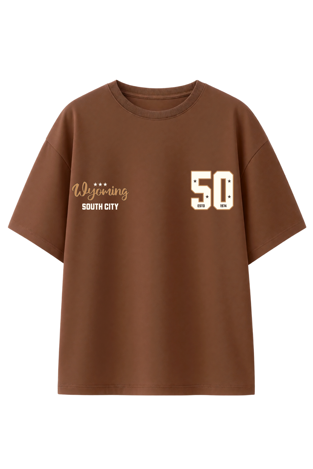 Cotton Oversized Tshirt - Brown - WYOMING CITY 50