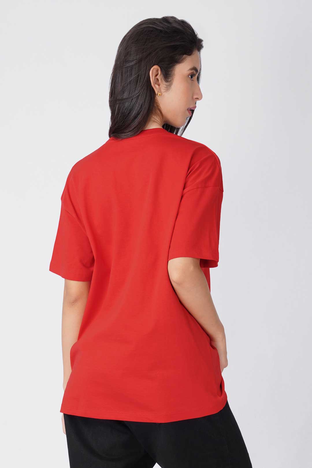 Cotton Oversized Tshirt - Red - AURA