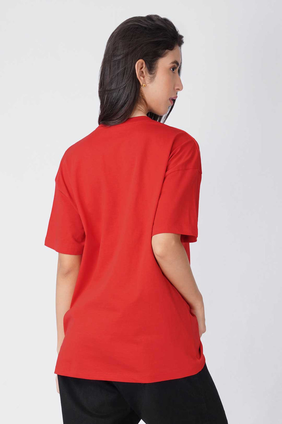 Cotton Oversized Tshirt - Red - AURA