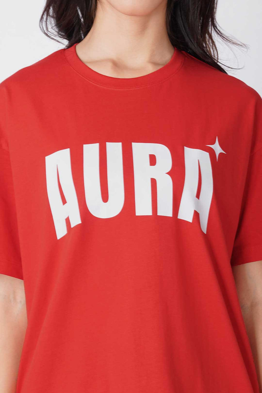 Cotton Oversized Tshirt - Red - AURA