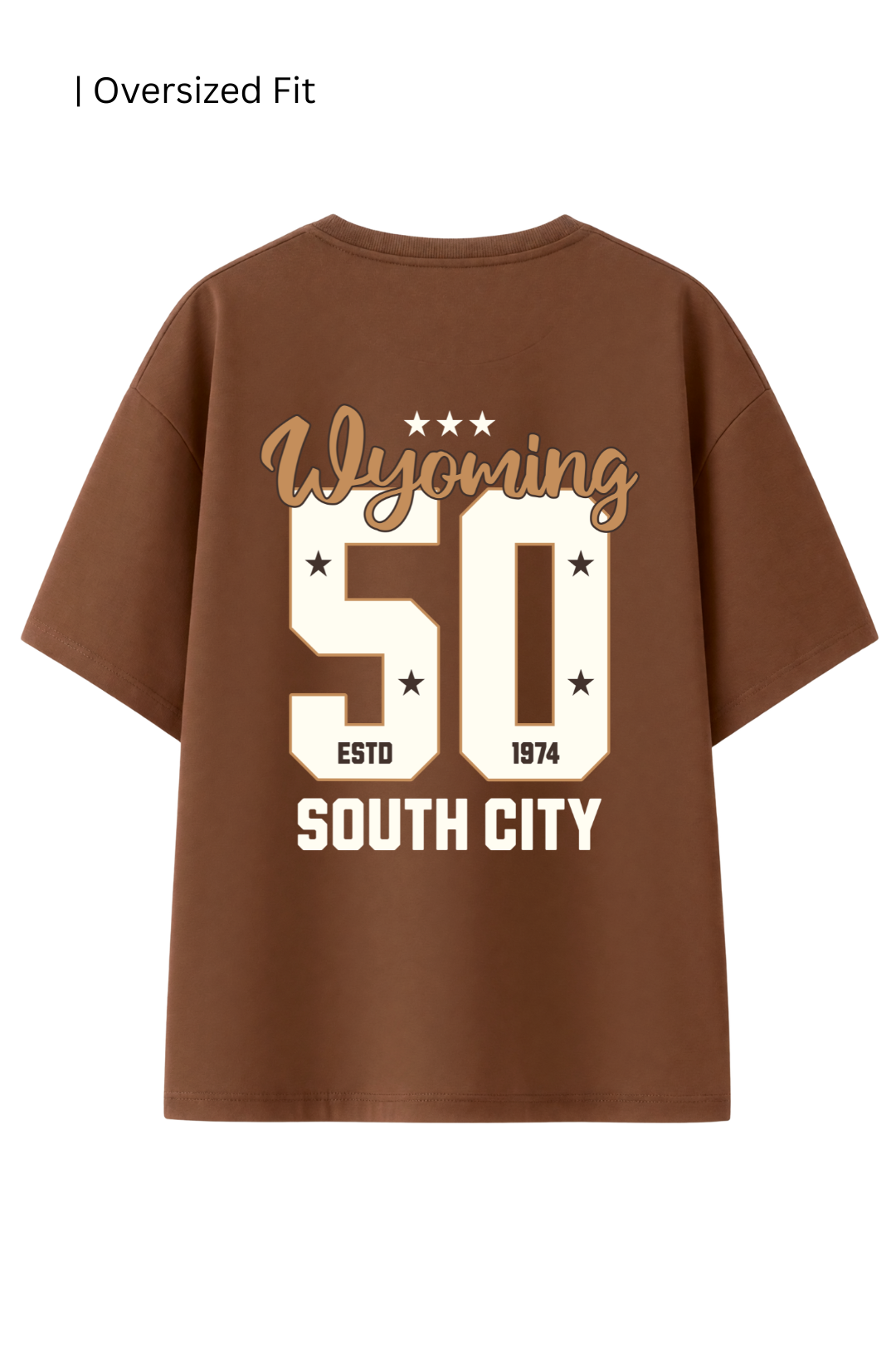 Cotton Oversized Tshirt - Brown - WYOMING CITY 50