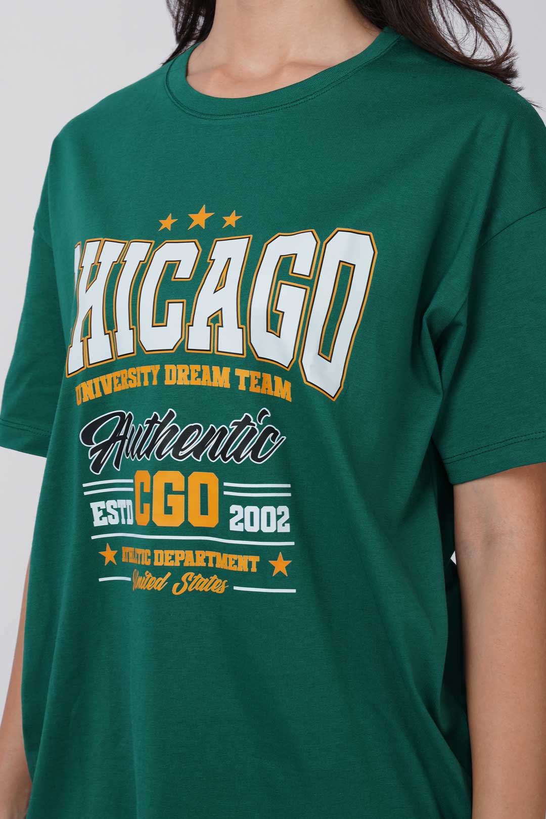 Cotton Oversized Tshirt - Green - CHICAGO UNIVERSITY TEAM
