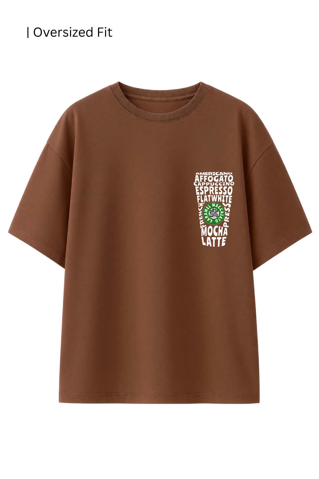 Cotton Oversized Tshirt - Brown - STARBUCK COFFEE CUP