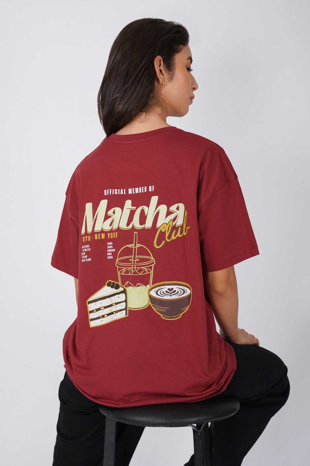 Cotton Oversized Tshirt - Maroon - MATCHA CLUB