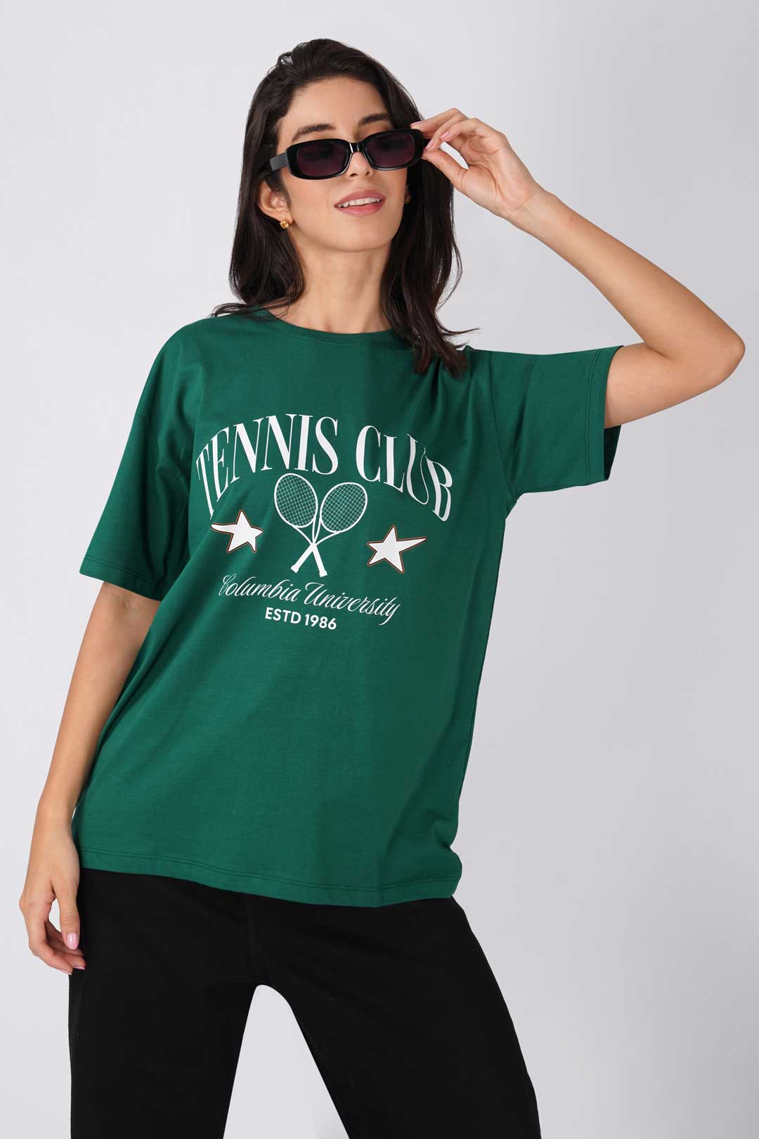 Cotton Oversized Tshirt -  Green - TENNIS CLUB