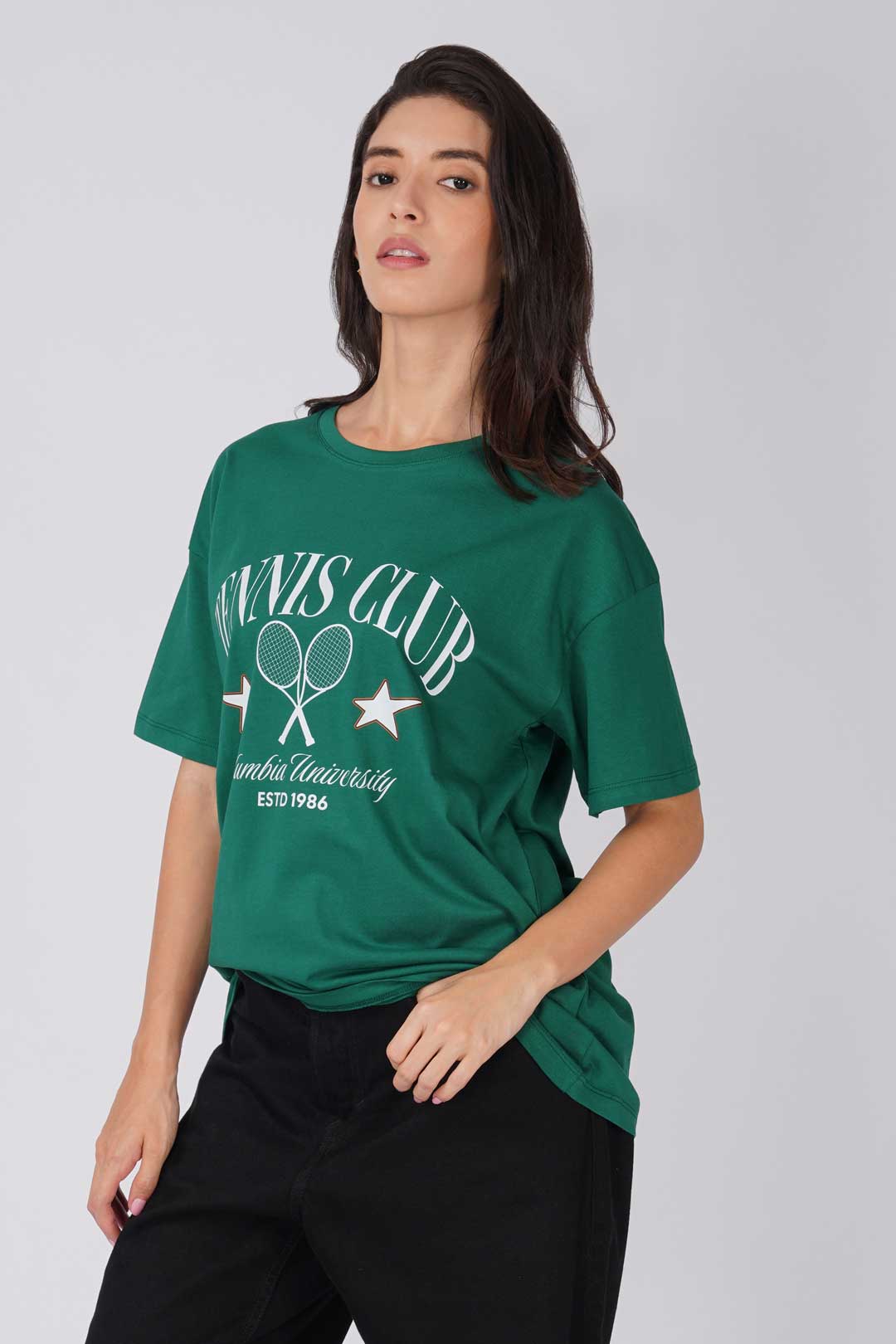 Cotton Oversized Tshirt -  Green - TENNIS CLUB