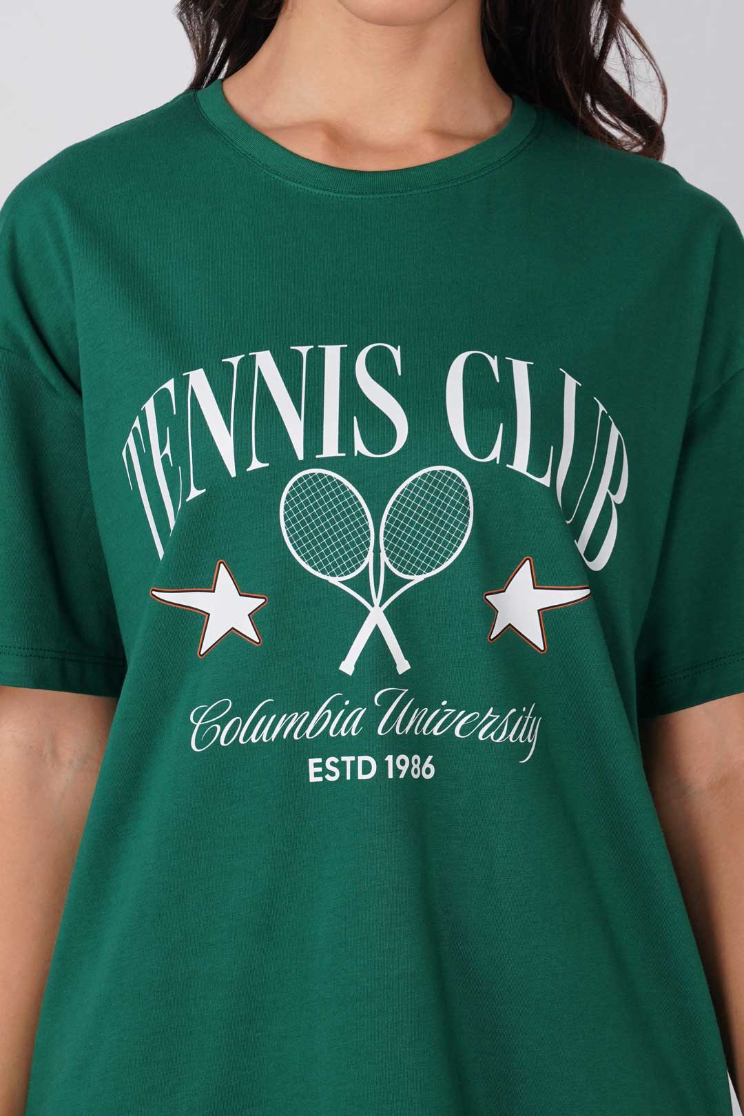 Cotton Oversized Tshirt -  Green - TENNIS CLUB