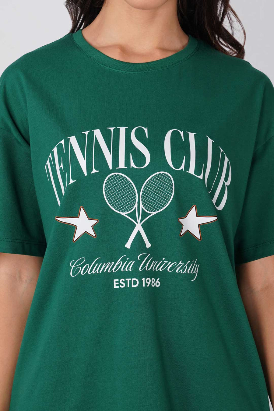 Cotton Oversized Tshirt -  Green - TENNIS CLUB