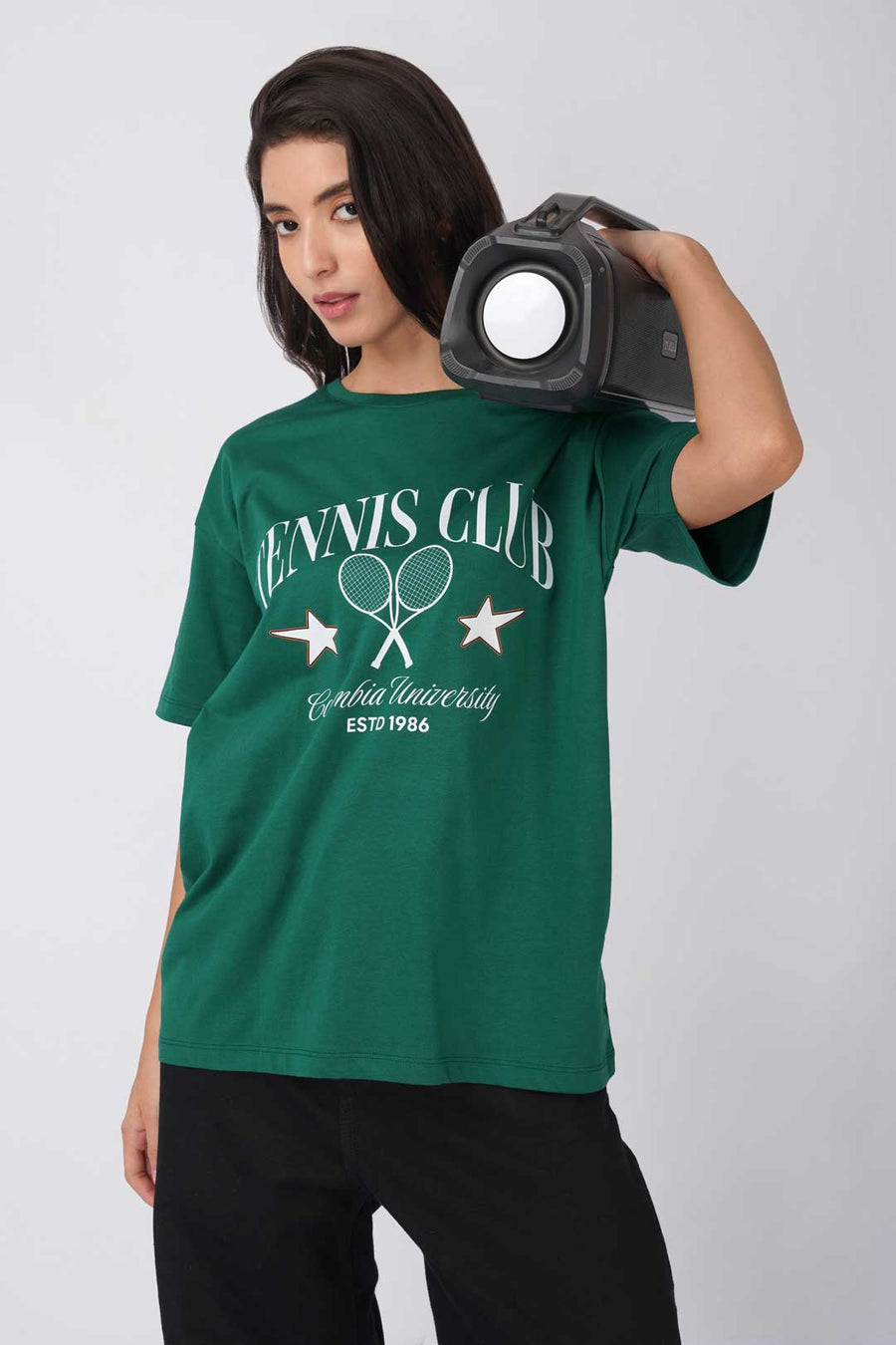 Cotton Oversized Tshirt -  Green - TENNIS CLUB