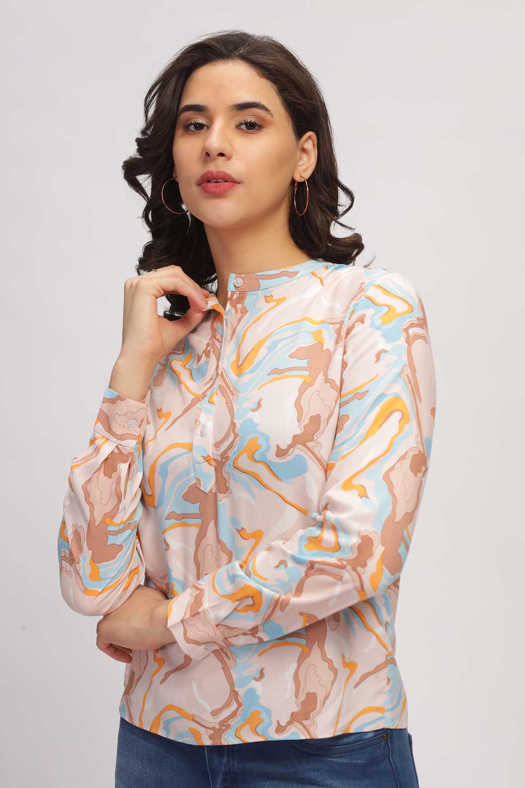 Marble Printed shirt - Brown