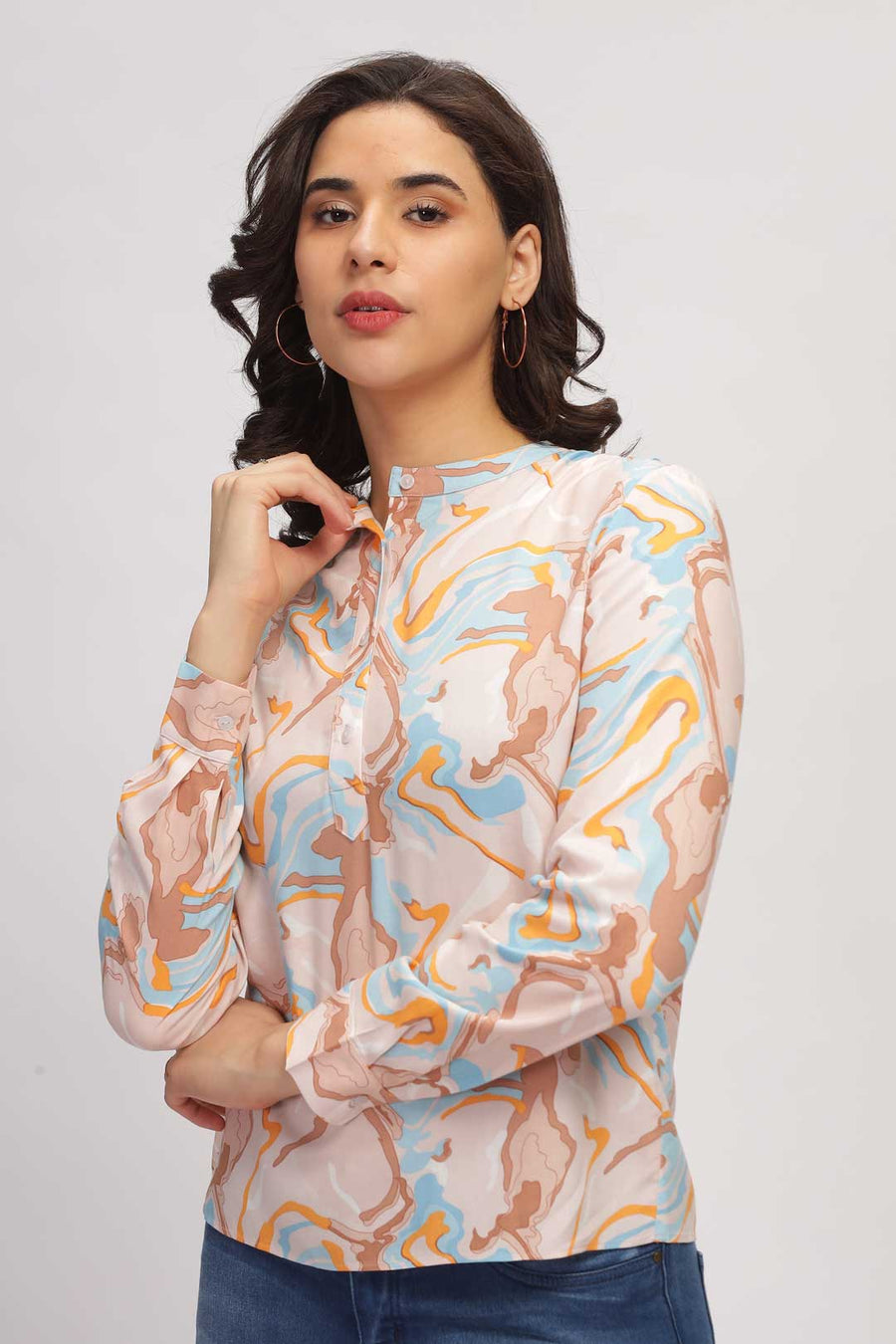 Marble Printed shirt - Brown