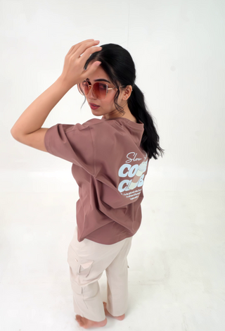 Cotton oversized Tshirt Brown - Coffee club