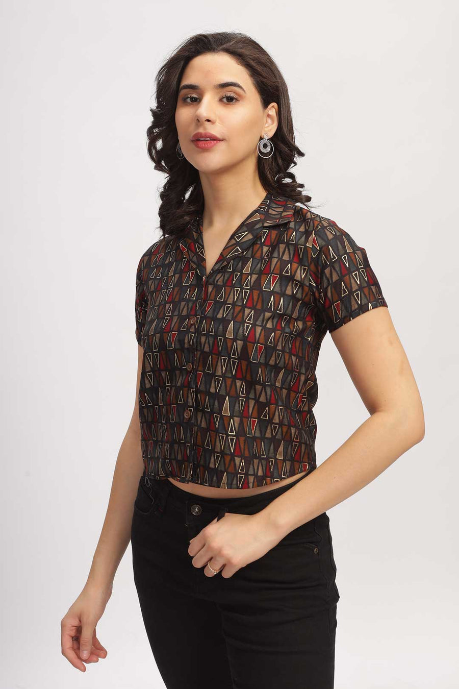 Geo print Shirt - Black