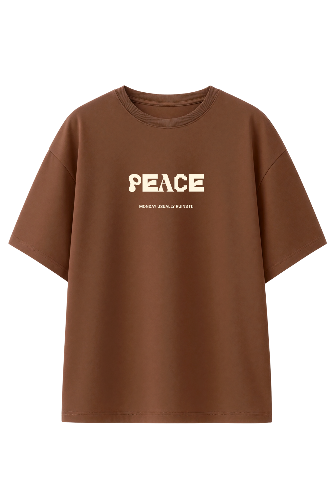 Cotton Oversized Tshirt -  Brown - PEACE LASTS TWO
