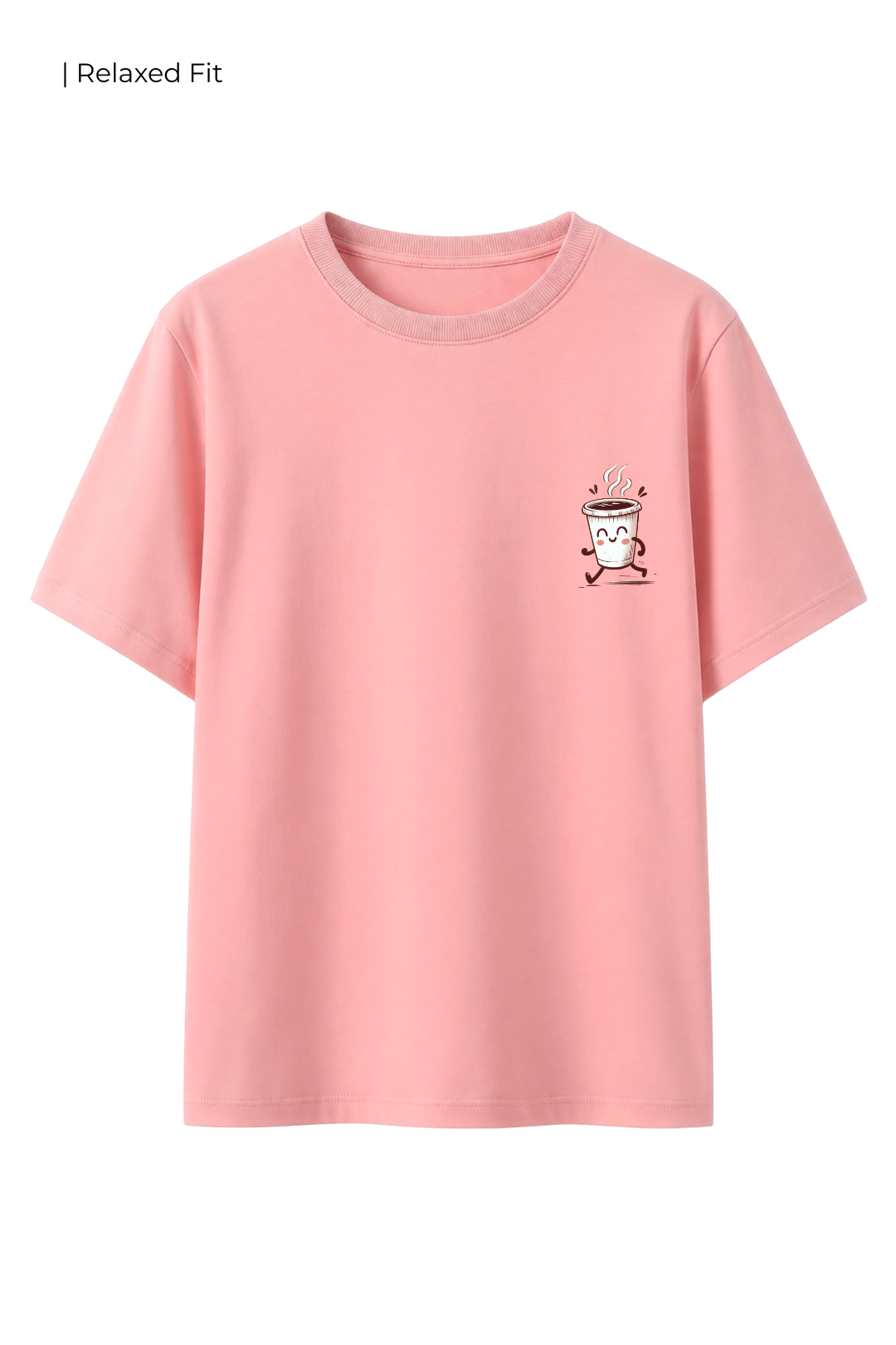 Cotton Relaxed fit Tshirt - Happiness is cup of coffee