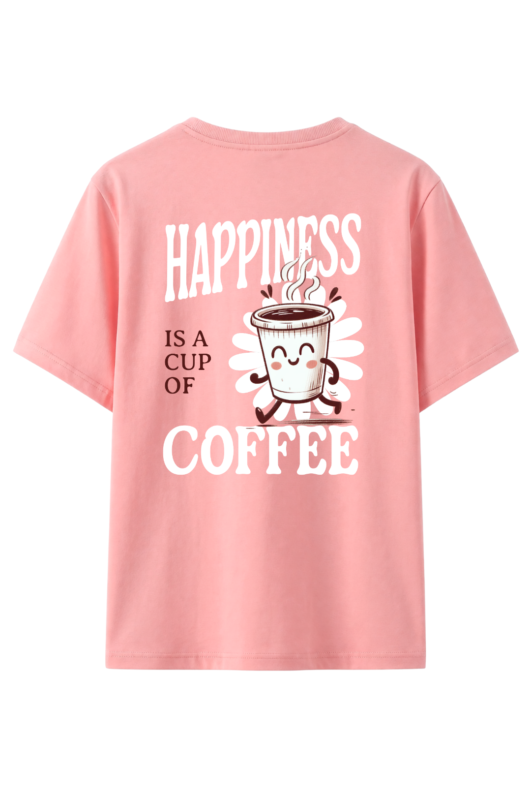 Cotton Relaxed fit Tshirt - Happiness is cup of coffee