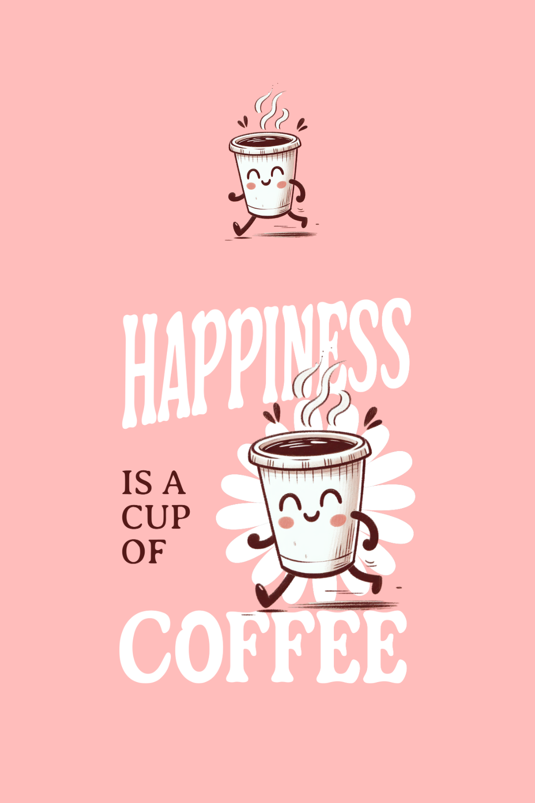 Cotton Relaxed fit Tshirt - Happiness is cup of coffee