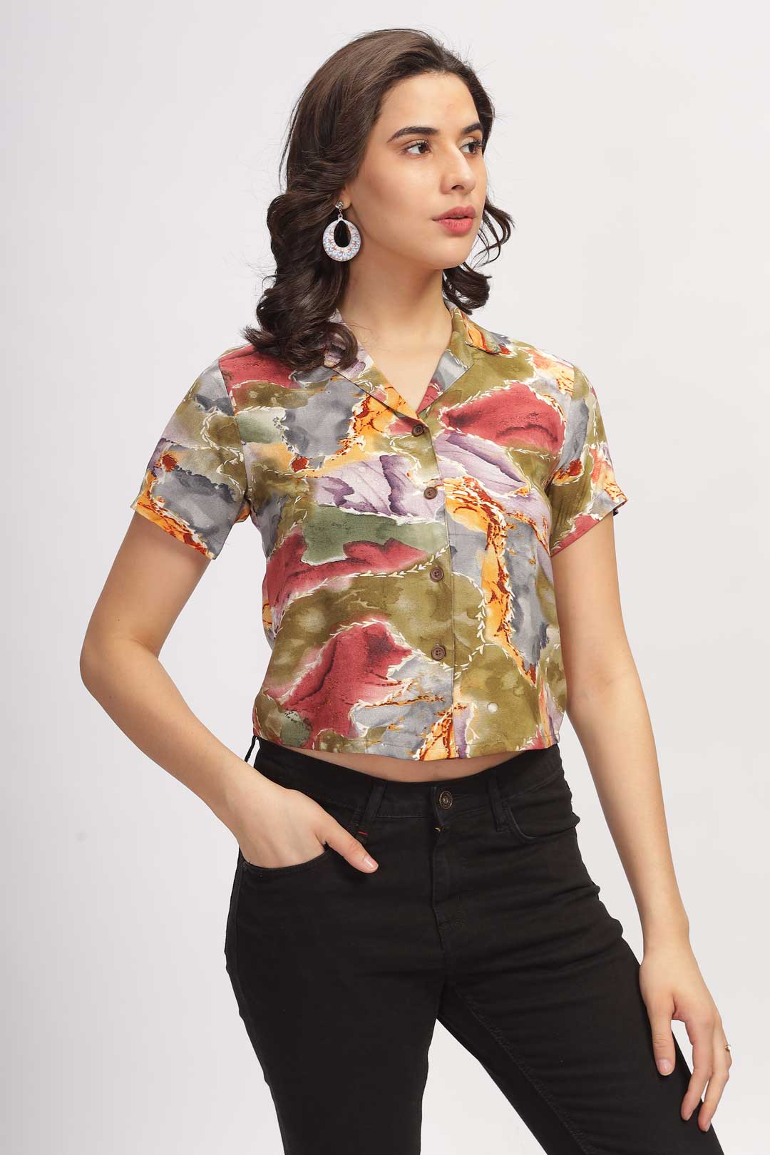 Marble printed shirt - Green