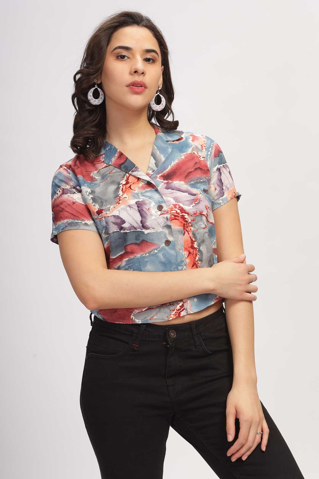 Marble printed shirt - Grey