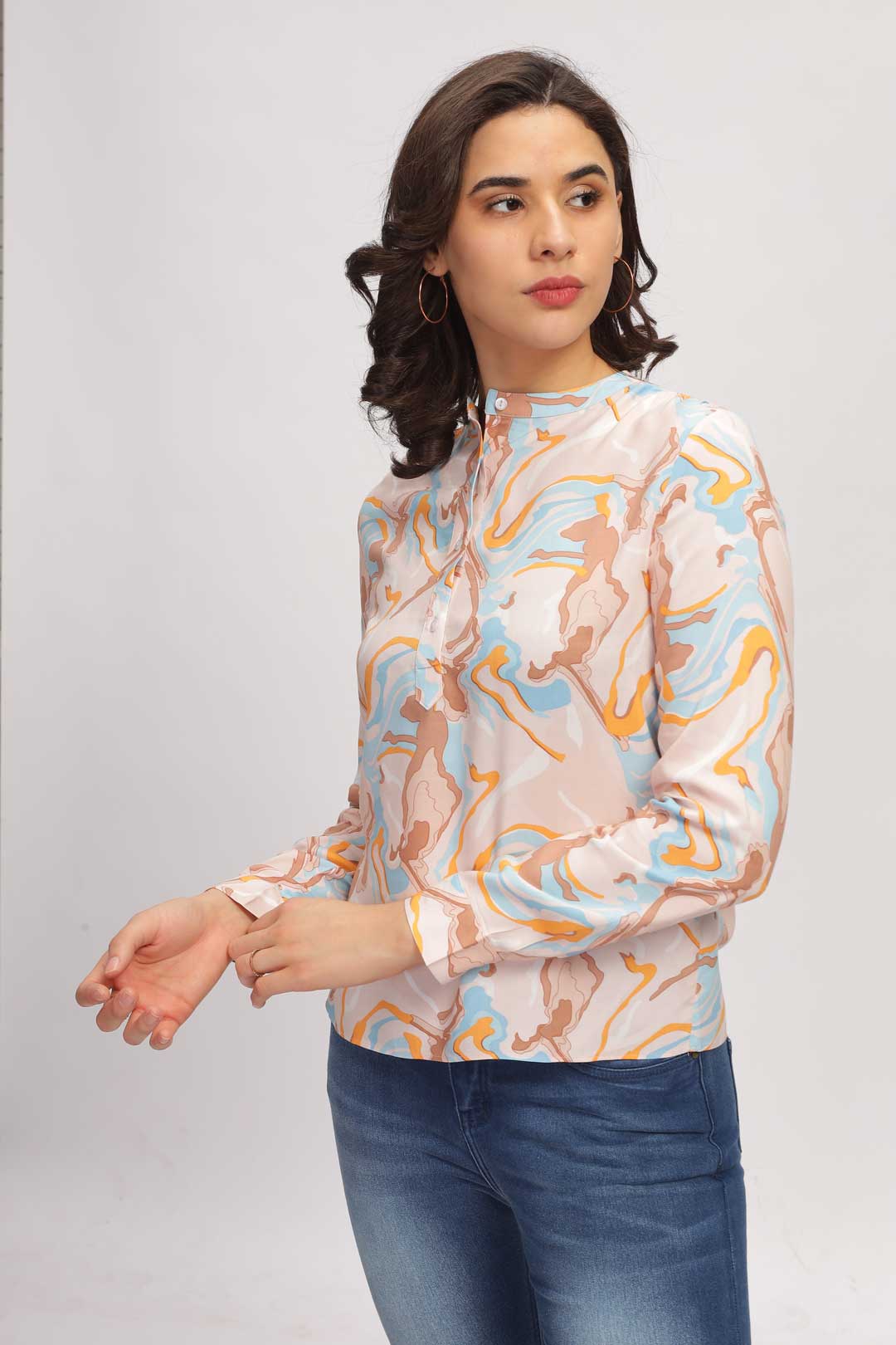 Marble Printed shirt - Brown