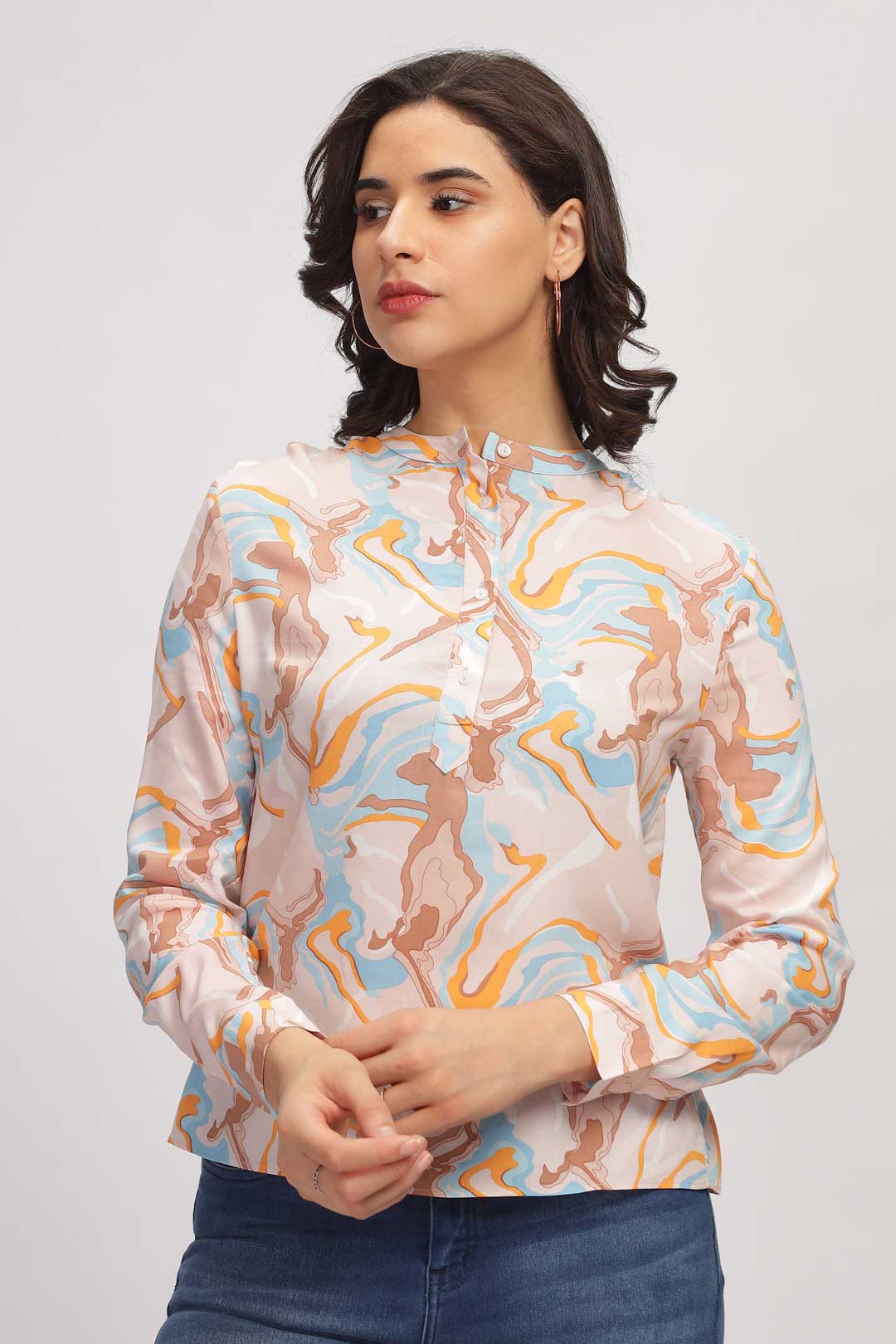 Marble Printed shirt - Brown