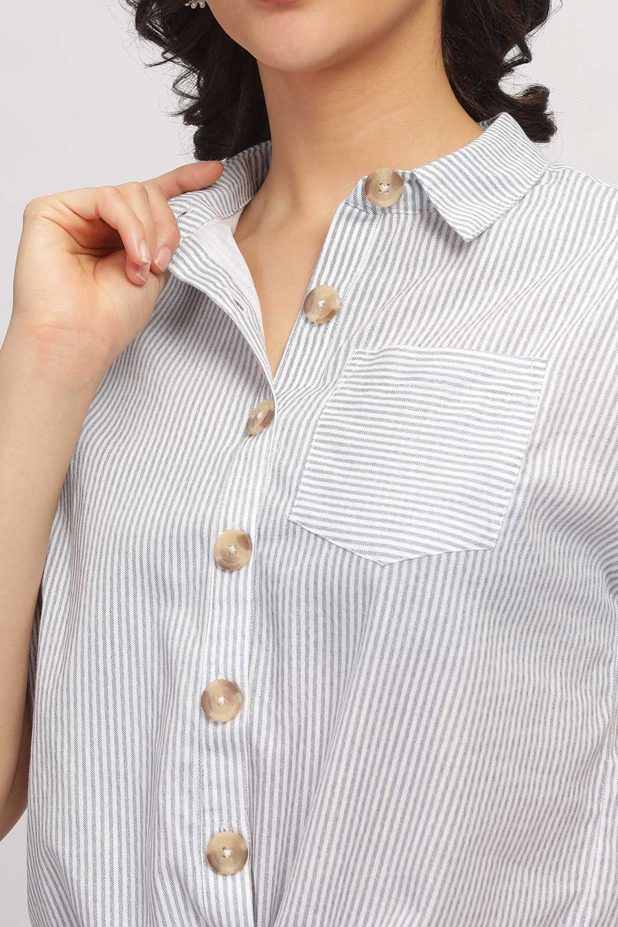 Waist Tie-Up shirt - White