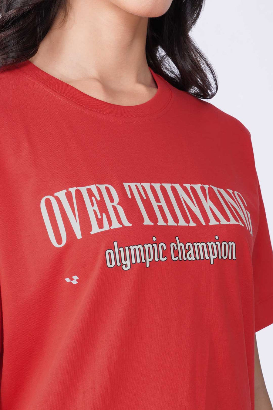 Cotton Relaxed fit Tshirt - Red - Overthinking olympic champion