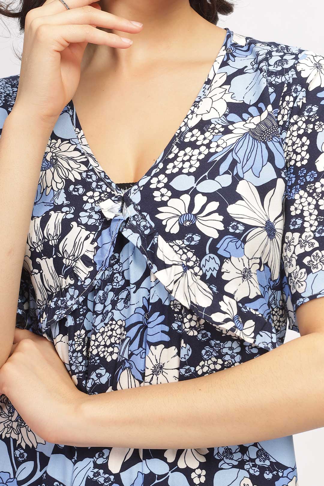 Viscose Waves Mini Dress - Indo Blue