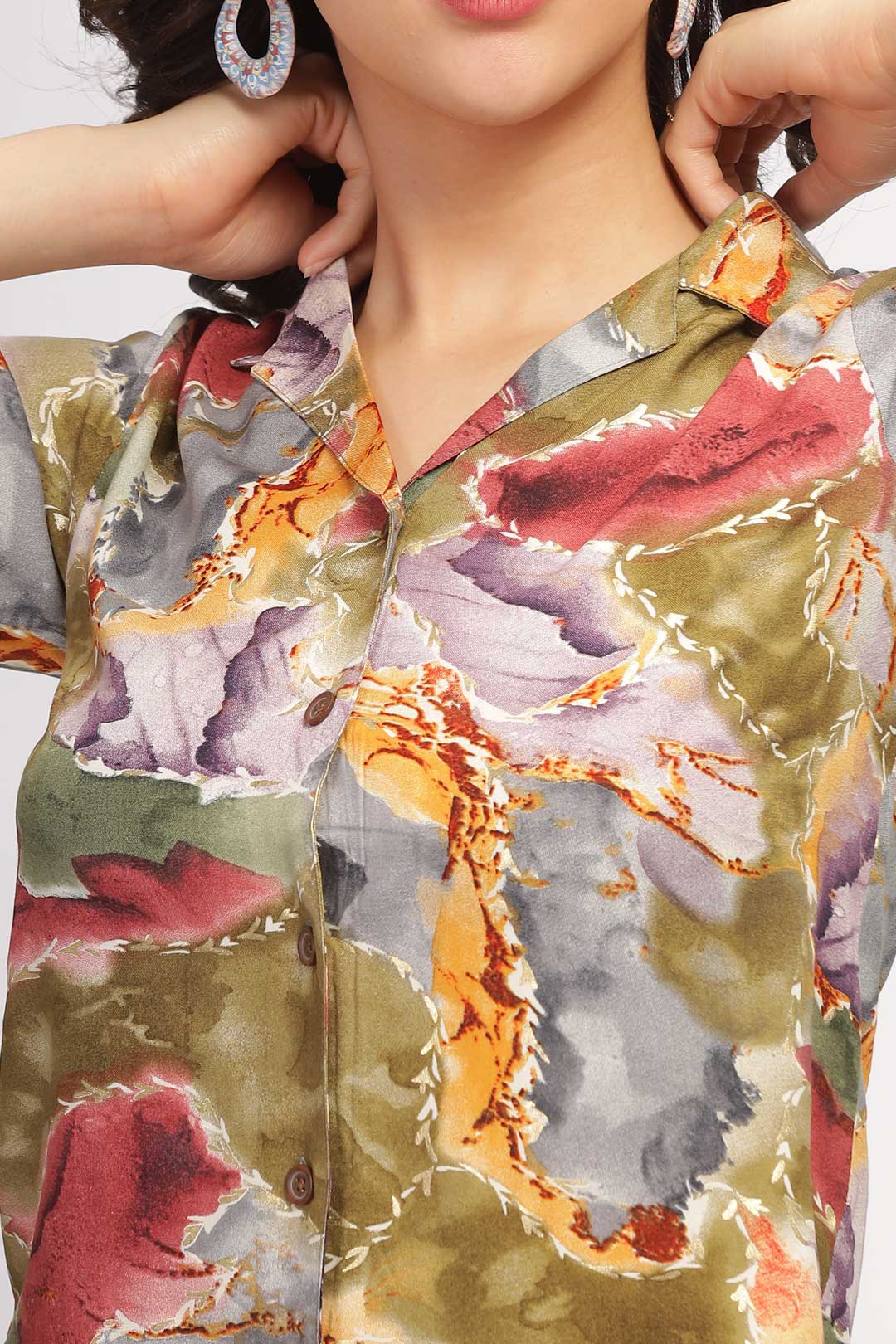 Marble printed shirt - Green