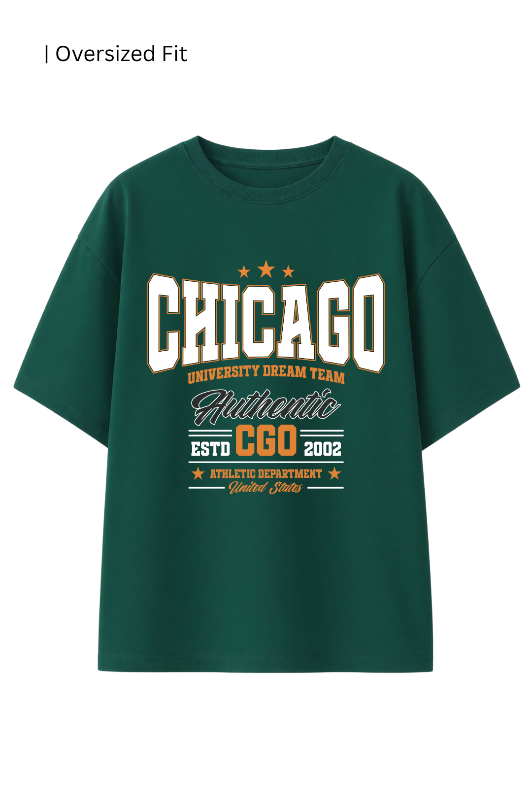 Cotton Oversized Tshirt - Green - CHICAGO UNIVERSITY TEAM