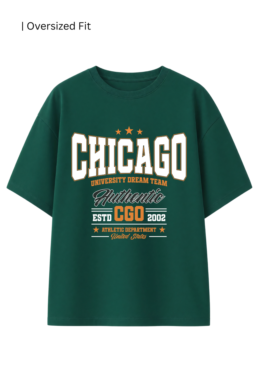 Cotton Oversized Tshirt - Green - CHICAGO UNIVERSITY TEAM