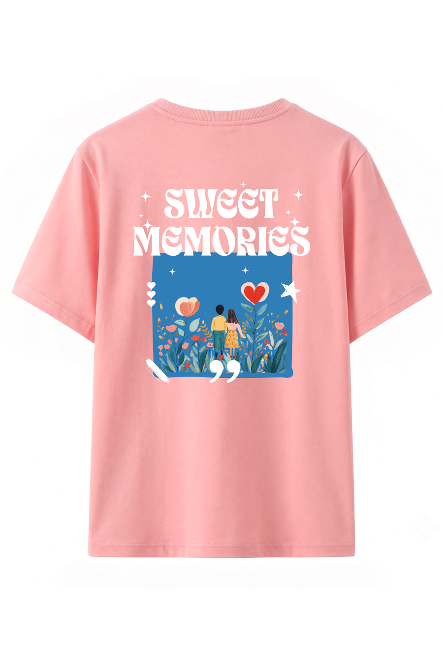 Cotton Relaxed fit Tshirt - Peach - Sweet memories