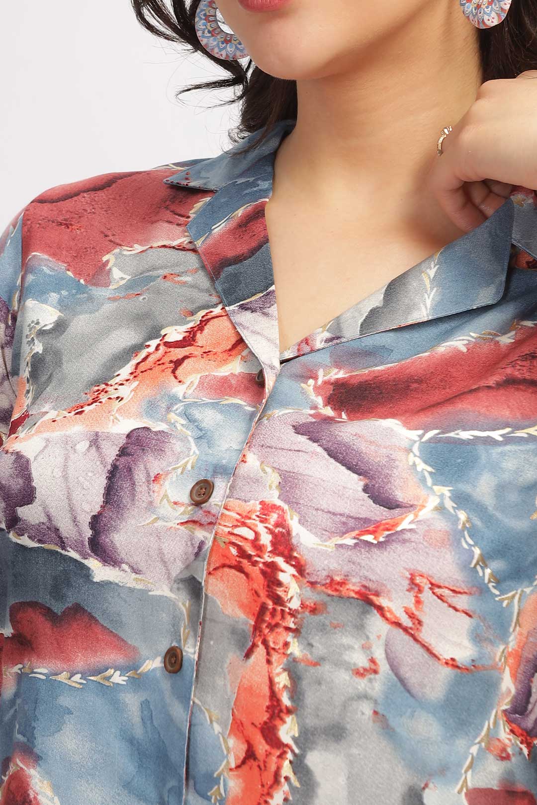 Marble printed shirt - Grey