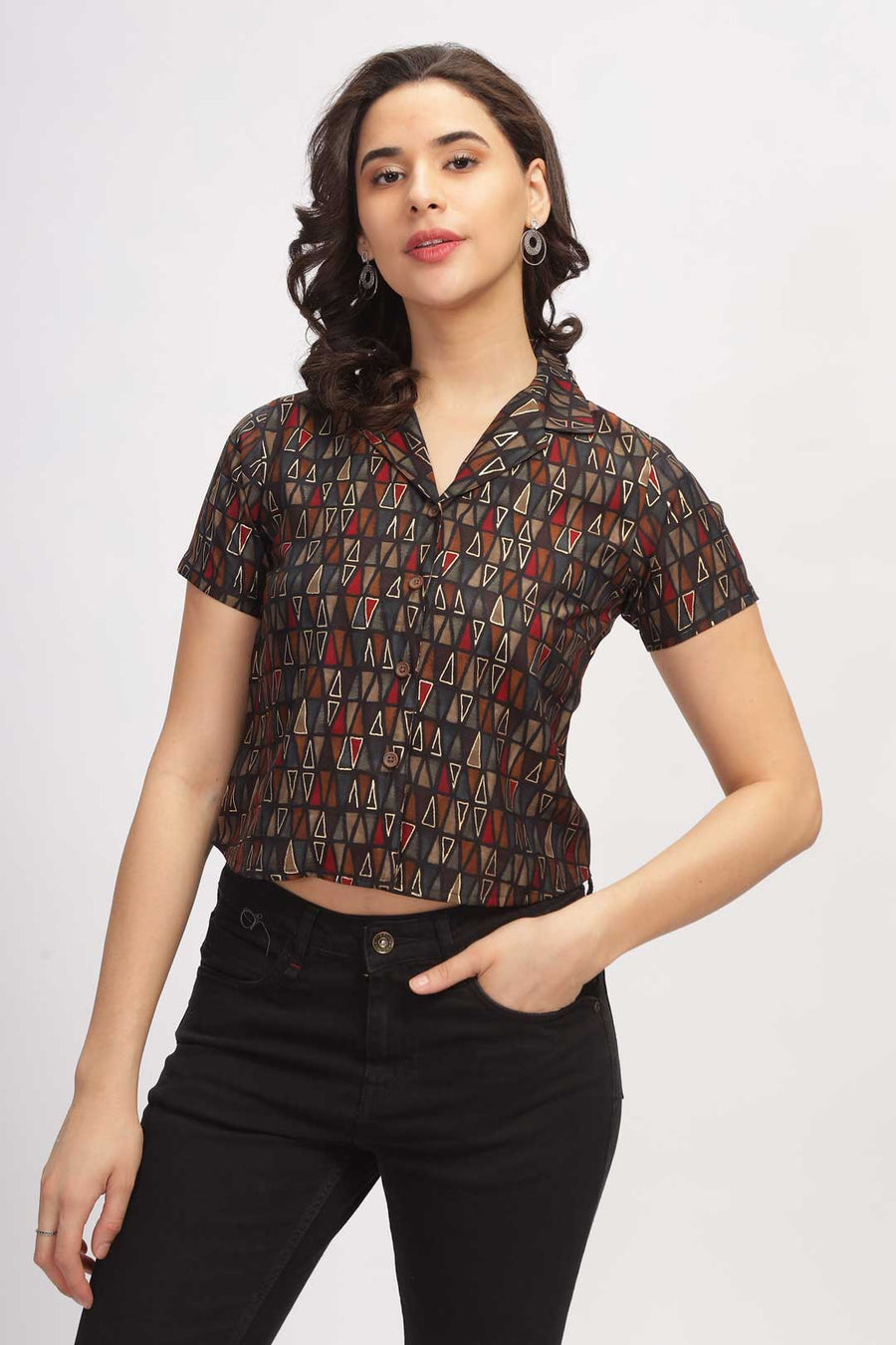 Geo print Shirt - Black