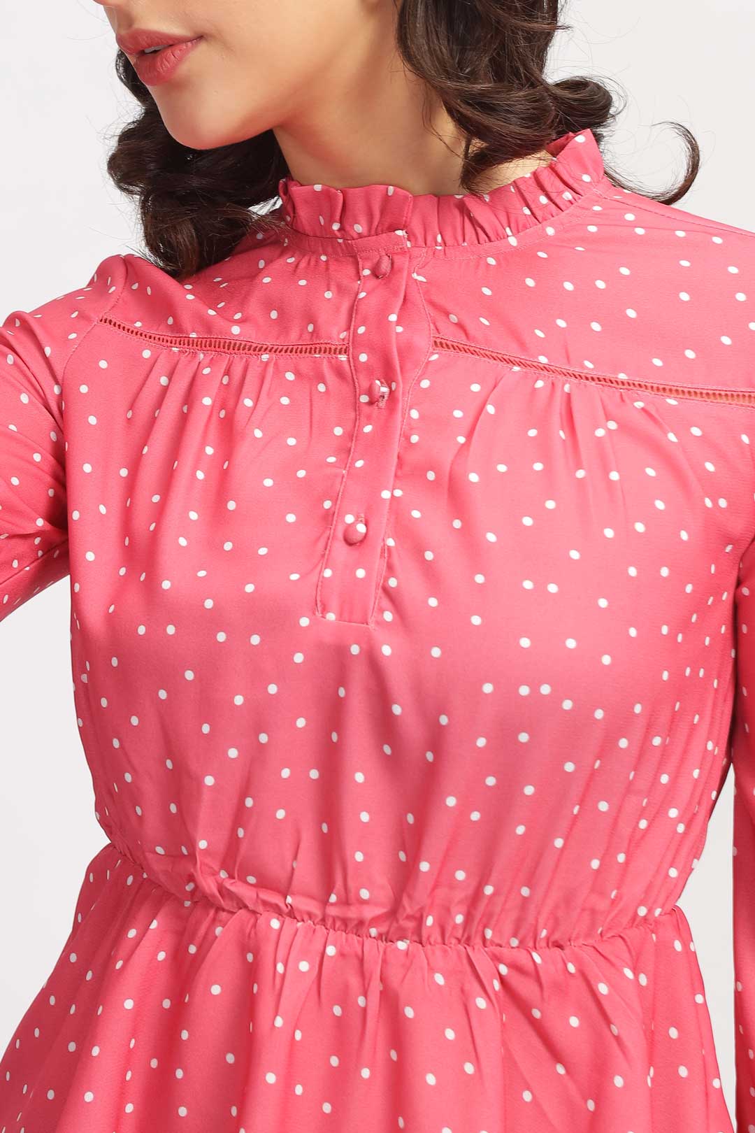 High Neck Peplum Top - Pink