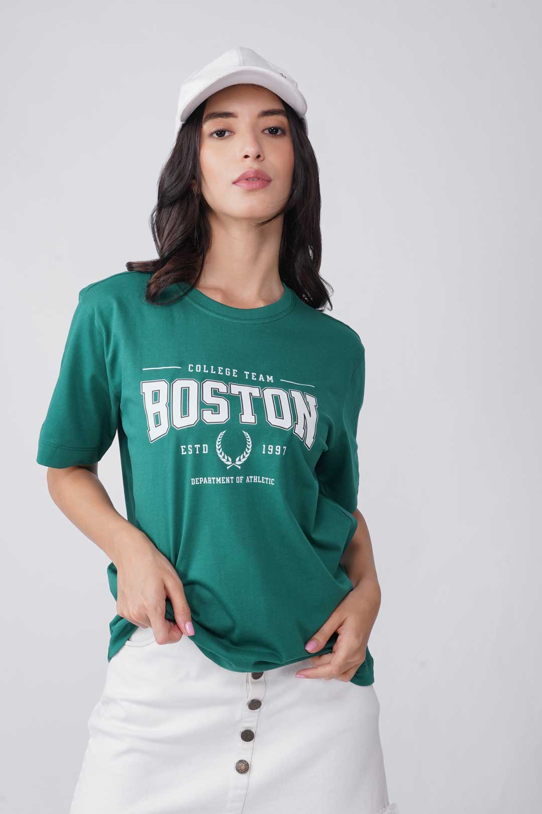 Cotton Relaxed fit Tshirt - Green - Boston college team