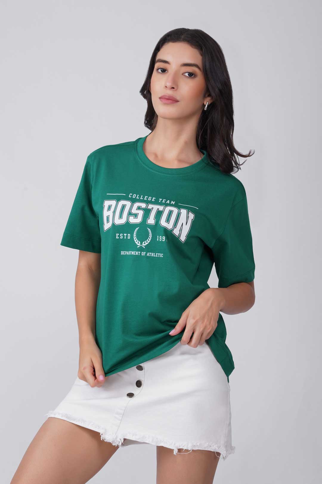 Cotton Relaxed fit Tshirt - Green - Boston college team