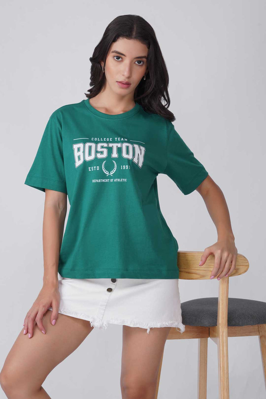 Cotton Relaxed fit Tshirt - Green - Boston college team