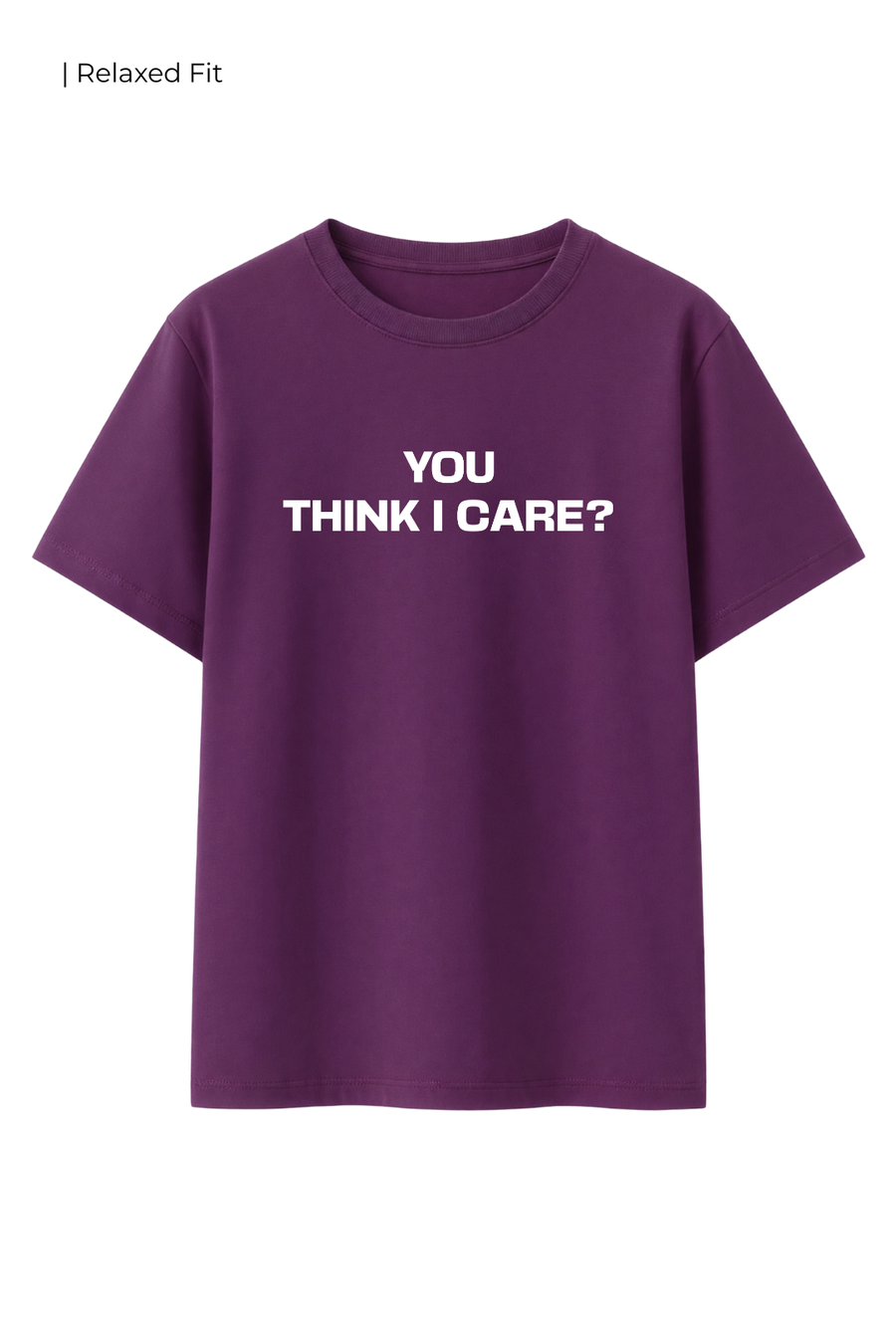 Cotton Relaxed fit Tshirt - Purple - I dont care