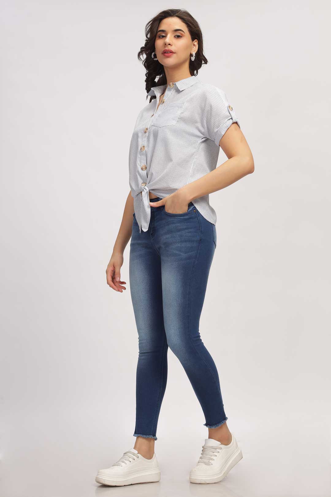Waist Tie-Up shirt - White