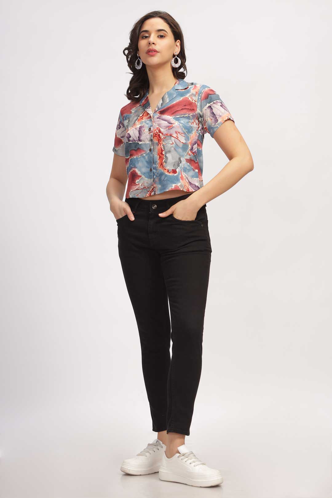 Marble printed shirt - Grey