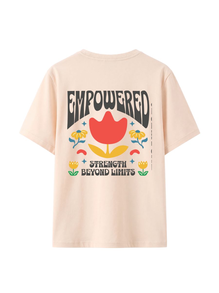 Cotton Relaxed fit Tshirt - Cream - Empowered strength beyond limits