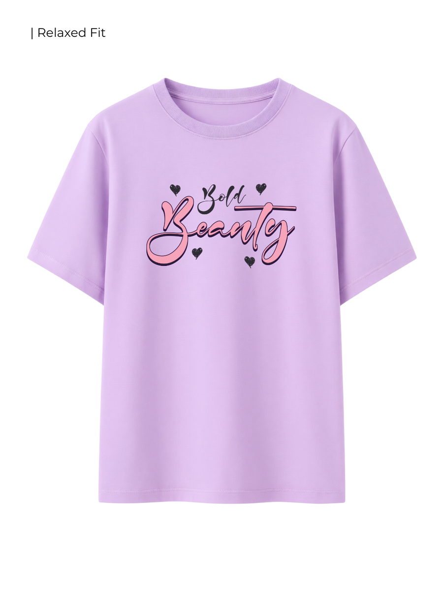 Cotton Relaxed fit Tshirt - Lilac -Bold beauty