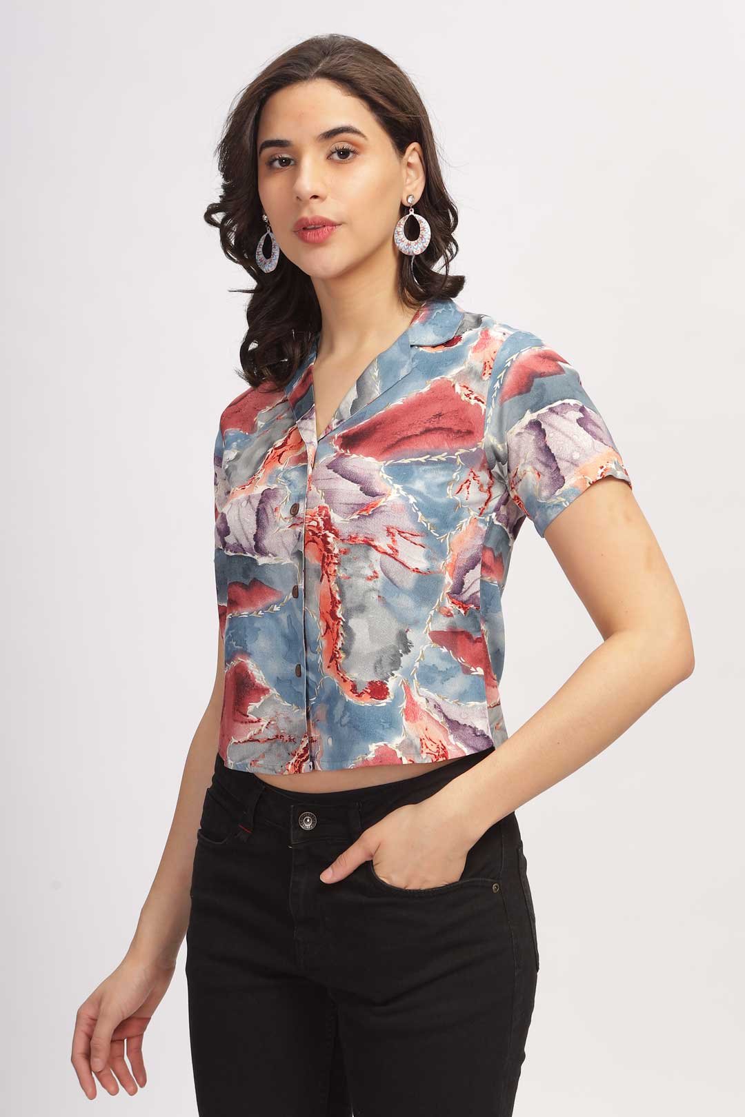 Marble printed shirt - Grey