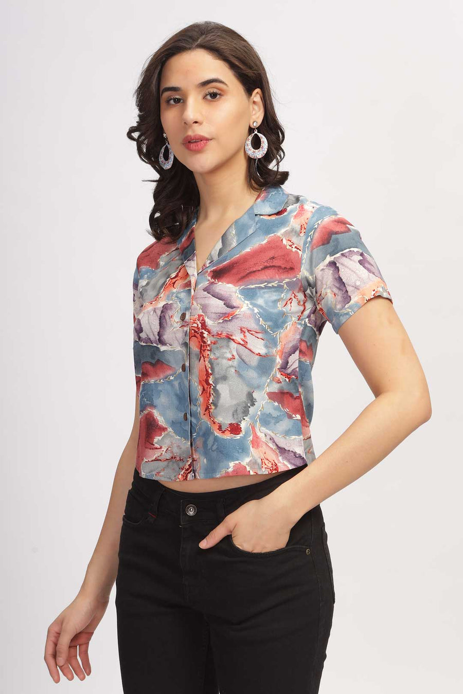 Marble printed shirt - Grey